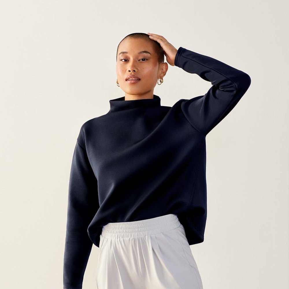 ADAY Like a Boss Scuba Sweatshirt Size M Midnight Blue